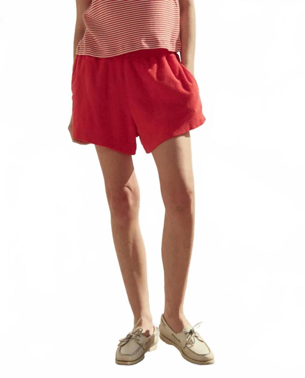 NEW THE GREAT. micro terry swing short in pimento